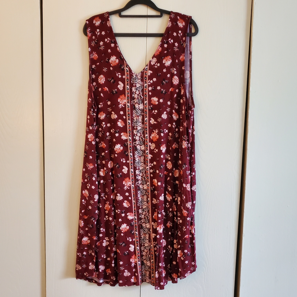 Maurices Wine Red Floral Mini Dress